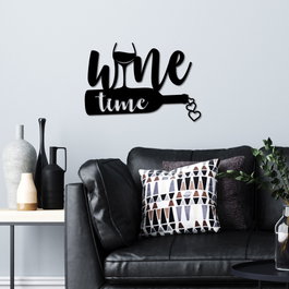 Wallity Wine Time - Escultura de Pared Metálica Negra